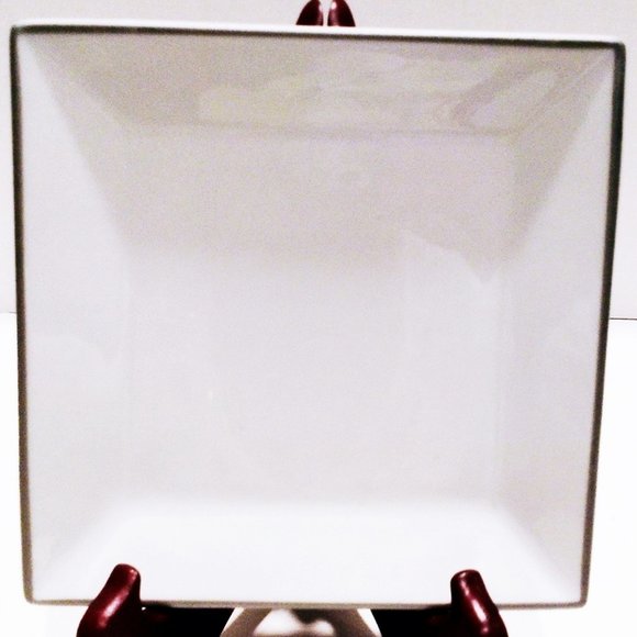 White Rim Square Stoneware Plates, Desser Plates, Bread Plates, Fruit Plates - Picture 3 of 12